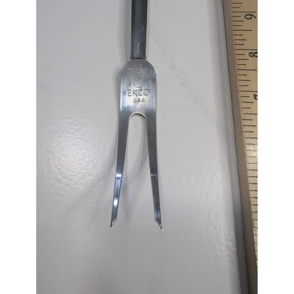 Vintage EKCO USA Meat Carving Fork Stainless Steel Black Handle 12.5 Inch